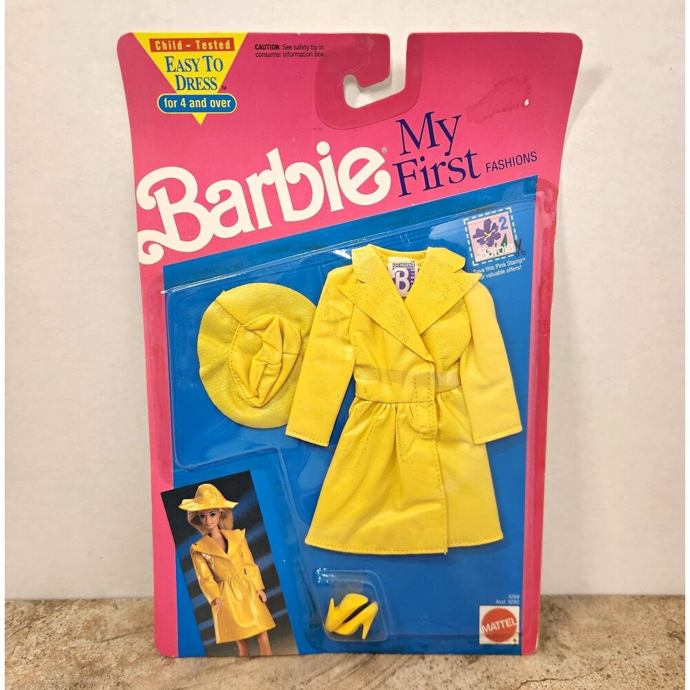 Vintage Mattel Barbie My First Fashions Yellow Raincoat Set 1991 #4269 NIP